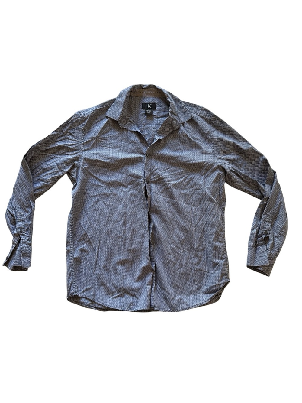 Calvin Klein Men's Light Blue Micro-Pattern Button-Down Shirt